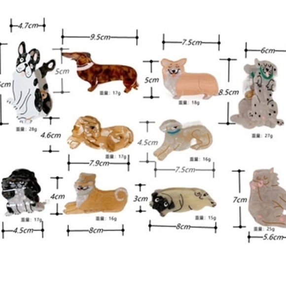 NEW Dog French Bulldog Animal Hair Claw Clip - Picture 12 of 14